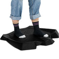 Black portable anti-fatigue standing desk mat with diverse terrain and built-in ergonomic massage pressure points