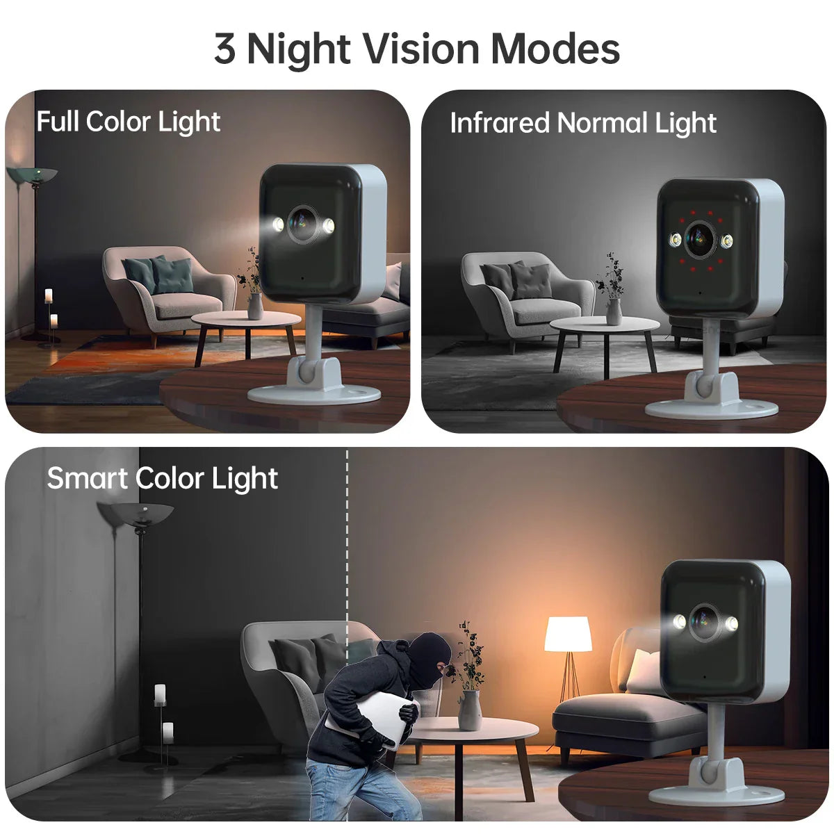 1080P wifi outdoor security camera in white with dual antennas and adjustable wall mounting bracket — view 4
