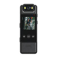 Black 1080P mini body camera with a 180-degree rotatable lens and digital display screen.