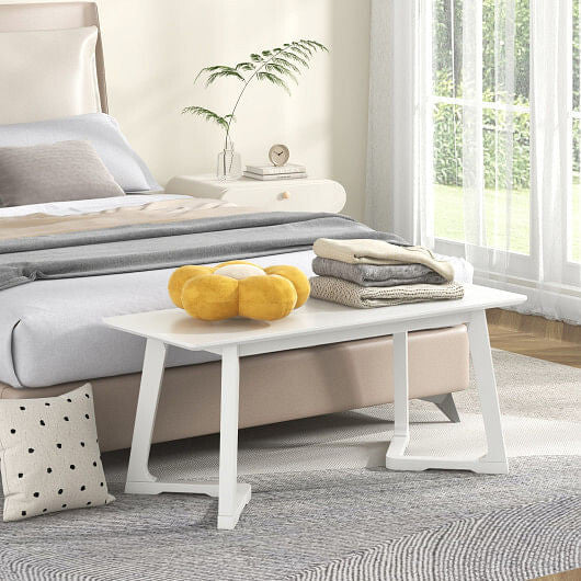 42-inch modern white entryway dining bench featuring sturdy solid rubber wood legs — view 4