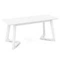 42-inch modern white entryway dining bench featuring sturdy solid rubber wood legs