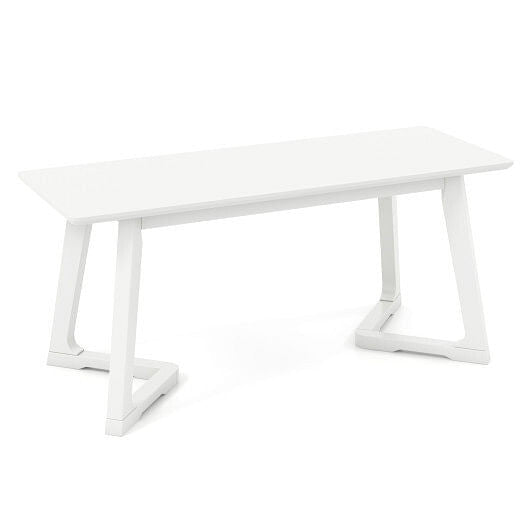 42-inch modern white entryway dining bench featuring sturdy solid rubber wood legs