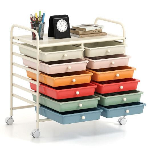 12 Drawers Rolling Storage Cart for Home and Office-Transparent