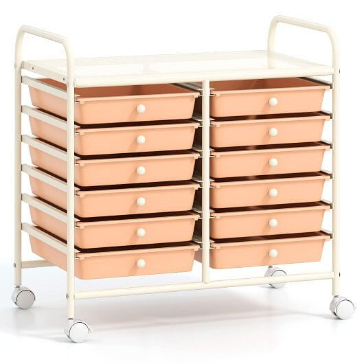 12 Drawers Rolling Storage Cart for Home and Office-Transparent