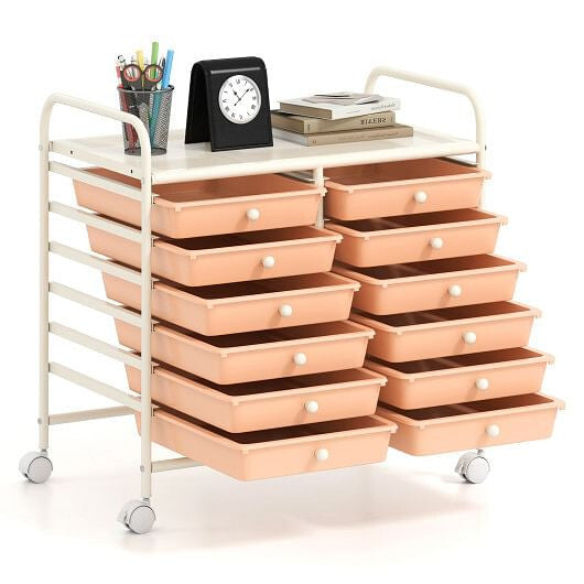 12 Drawers Rolling Storage Cart for Home and Office-Transparent