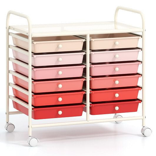 12 Drawers Rolling Storage Cart for Home and Office-Transparent