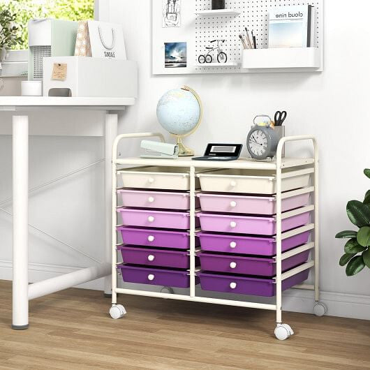 12 Drawers Rolling Storage Cart for Home and Office-Transparent