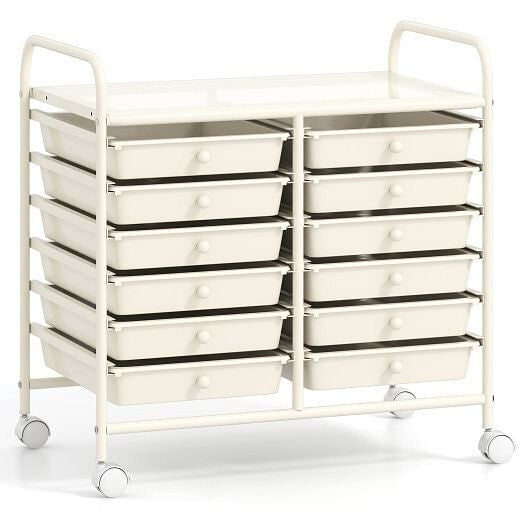 12 Drawers Rolling Storage Cart for Home and Office-Transparent