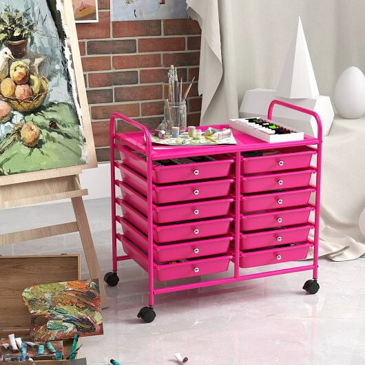 12 Drawers Rolling Storage Cart for Home and Office-Transparent