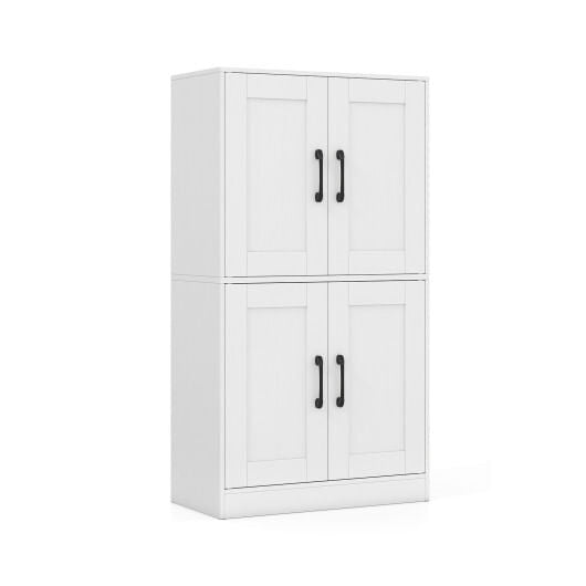 White 43.5 inch freestanding bathroom storage cabinet with double doors and adjustable interior shelves — view 5