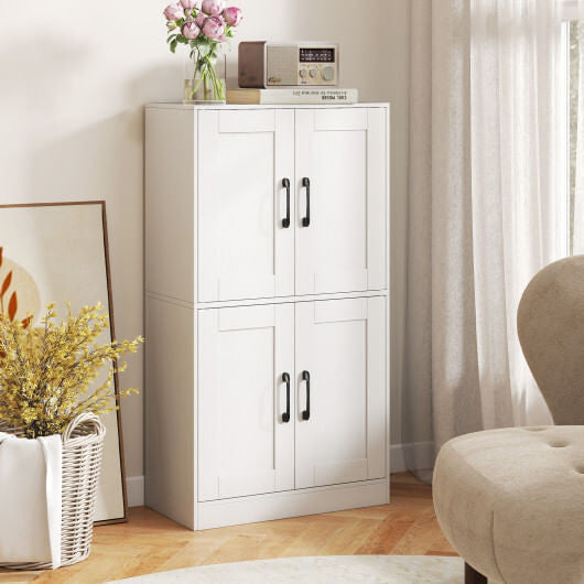 White 43.5 inch freestanding bathroom storage cabinet with double doors and adjustable interior shelves — view 6