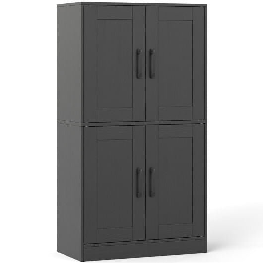 White 43.5 inch freestanding bathroom storage cabinet with double doors and adjustable interior shelves — view 13