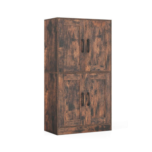 White 43.5 inch freestanding bathroom storage cabinet with double doors and adjustable interior shelves — view 15