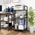3-Tier Rolling Printer Stand Home Office Large Printer Cart with Storage Shelves-Rustic Brown