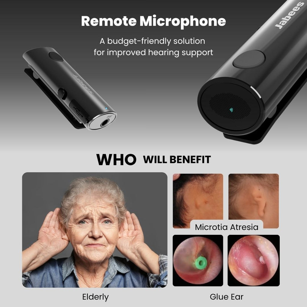 HearLink 3-In-1 Bluetooth microphone and wireless audio transmitter device in black — view 2