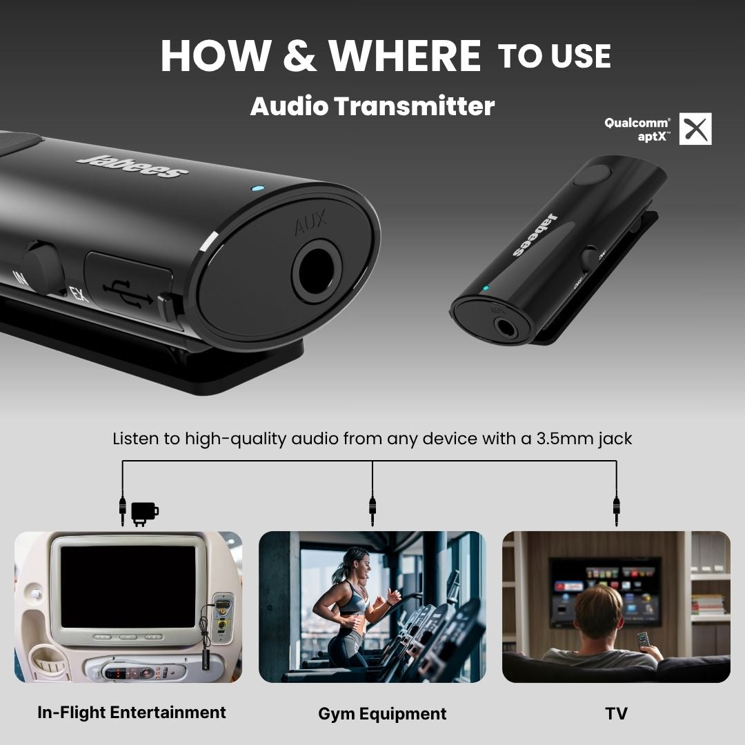 HearLink 3-In-1 Bluetooth microphone and wireless audio transmitter device in black — view 4