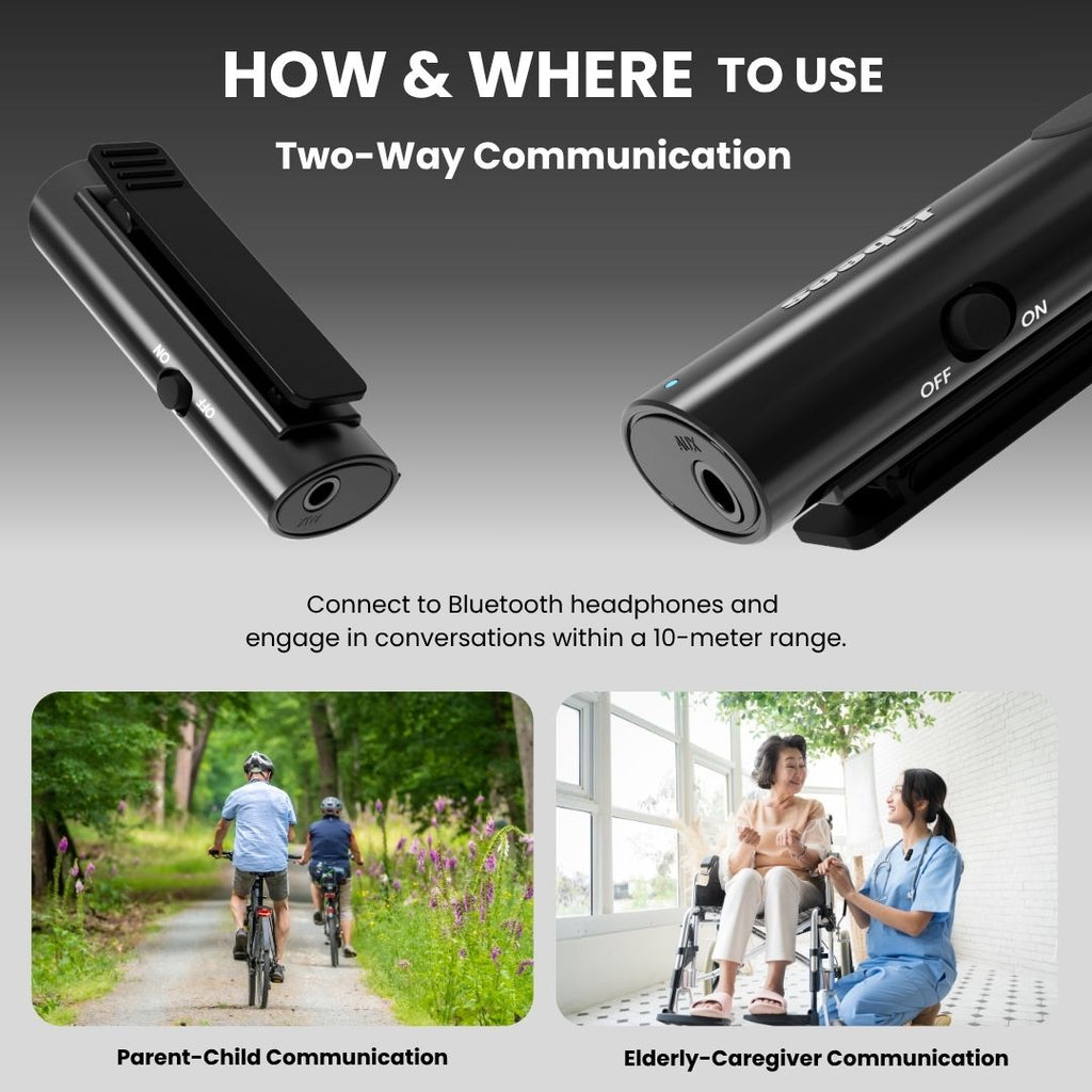 HearLink 3-In-1 Bluetooth microphone and wireless audio transmitter device in black — view 5