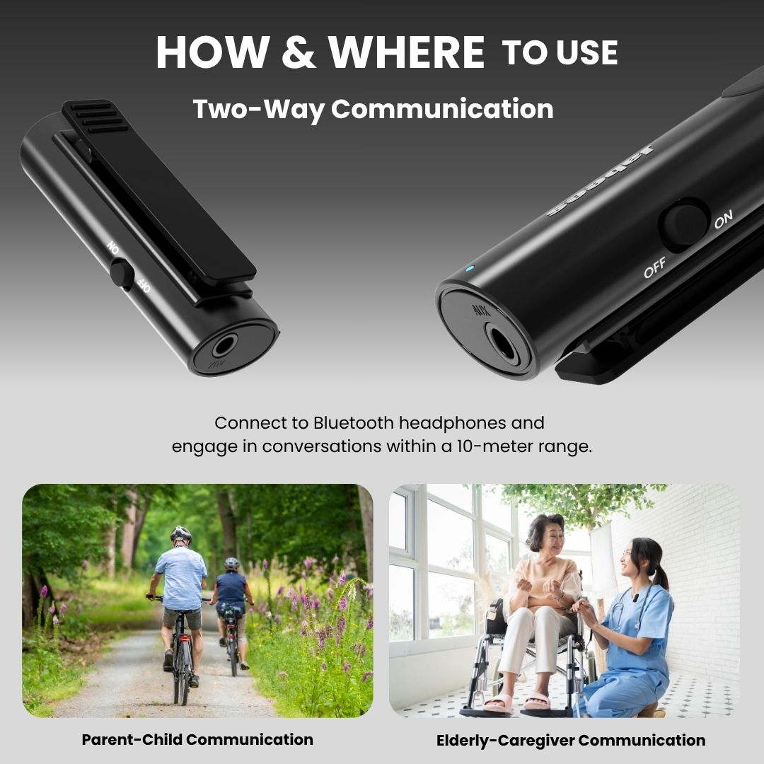 HearLink 3-In-1 Bluetooth microphone and wireless audio transmitter device in black — view 5