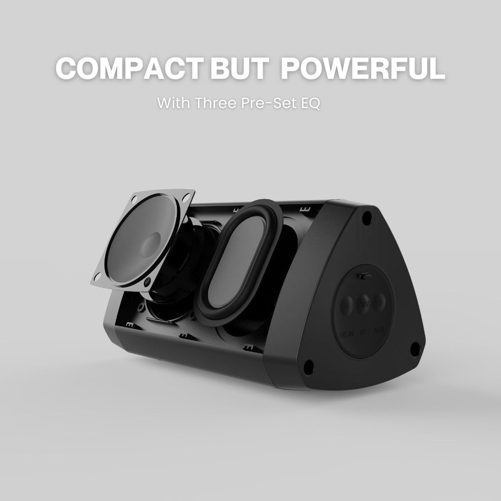 TriVox triangle portable Bluetooth wireless speaker showing modern geometric design and waterproof casing — view 5