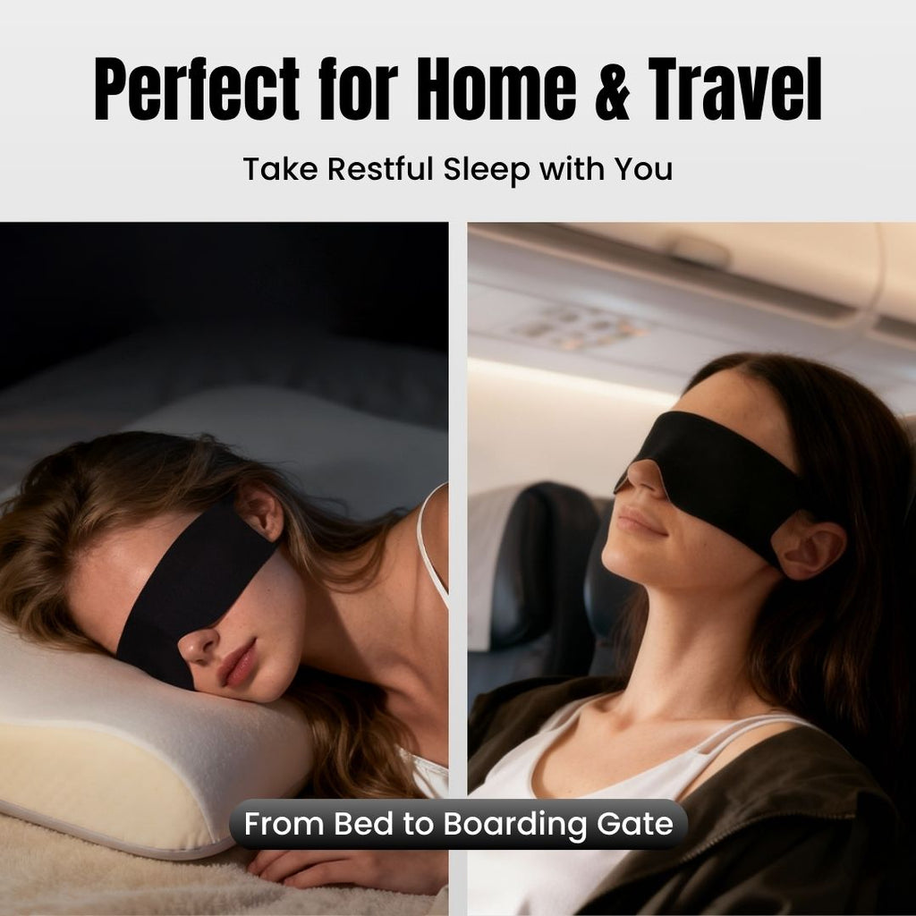 Zero-pressure ultra-thin sleep mask with soft flat fabric and comfortable elastic ear straps — view 3