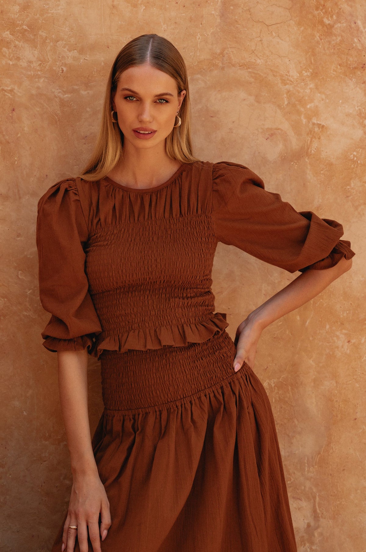 Jaffa Smocked Linen Top-0