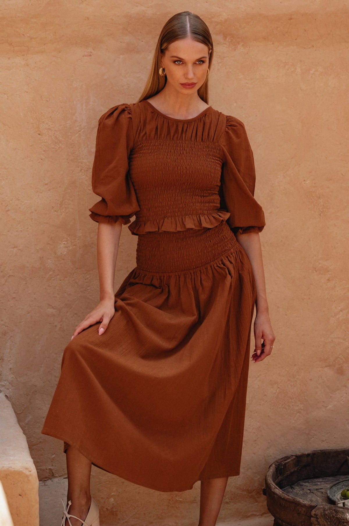 Jaffa Smocked Linen Top-4