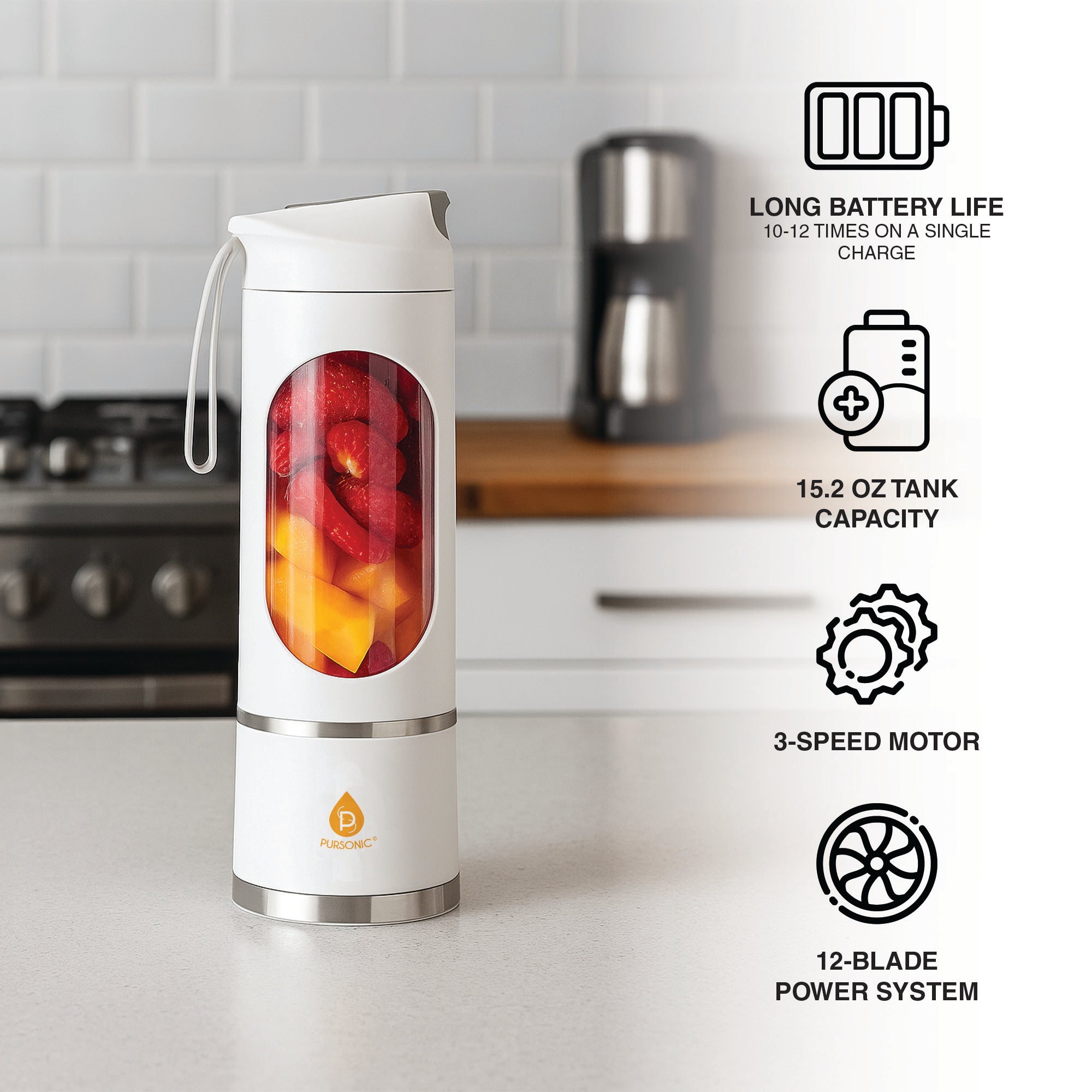 Premium electric wine opener set and portable travel juicer blender cup with charging base — view 3