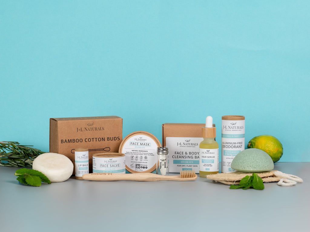12-piece natural advanced self-care kit with bamboo toothbrush, konjac sponge, and organic skin care products — view 4