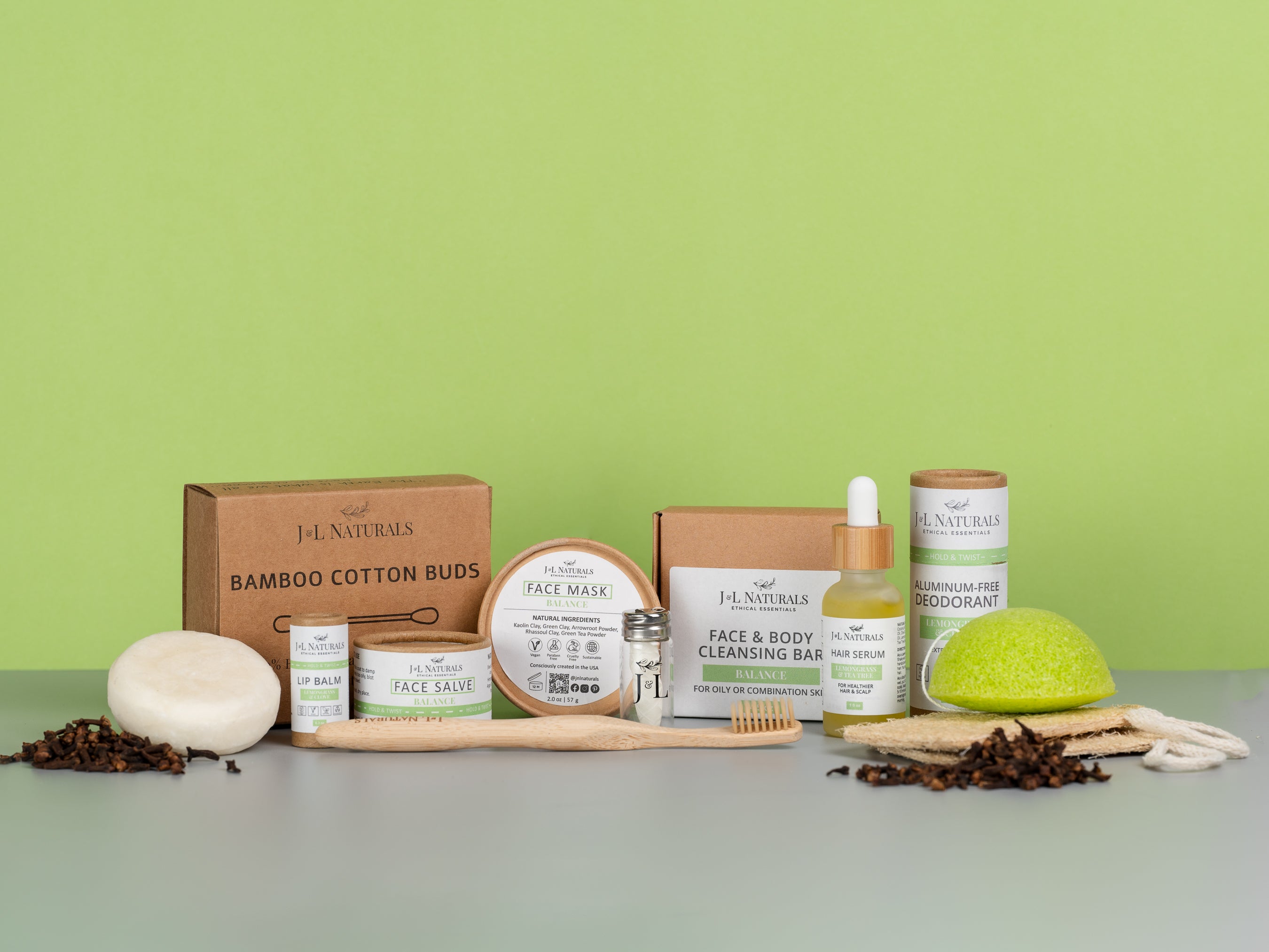 12-piece natural advanced self-care kit with bamboo toothbrush, konjac sponge, and organic skin care products — view 2