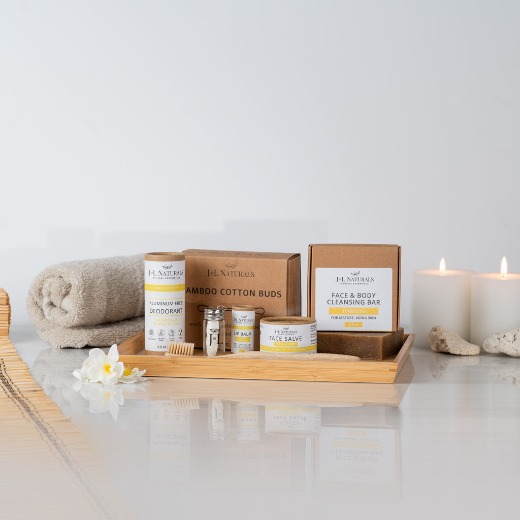 Essentials 7-piece natural self care kit with cleanser, salve, lip balm, and bamboo toothbrush — view 5