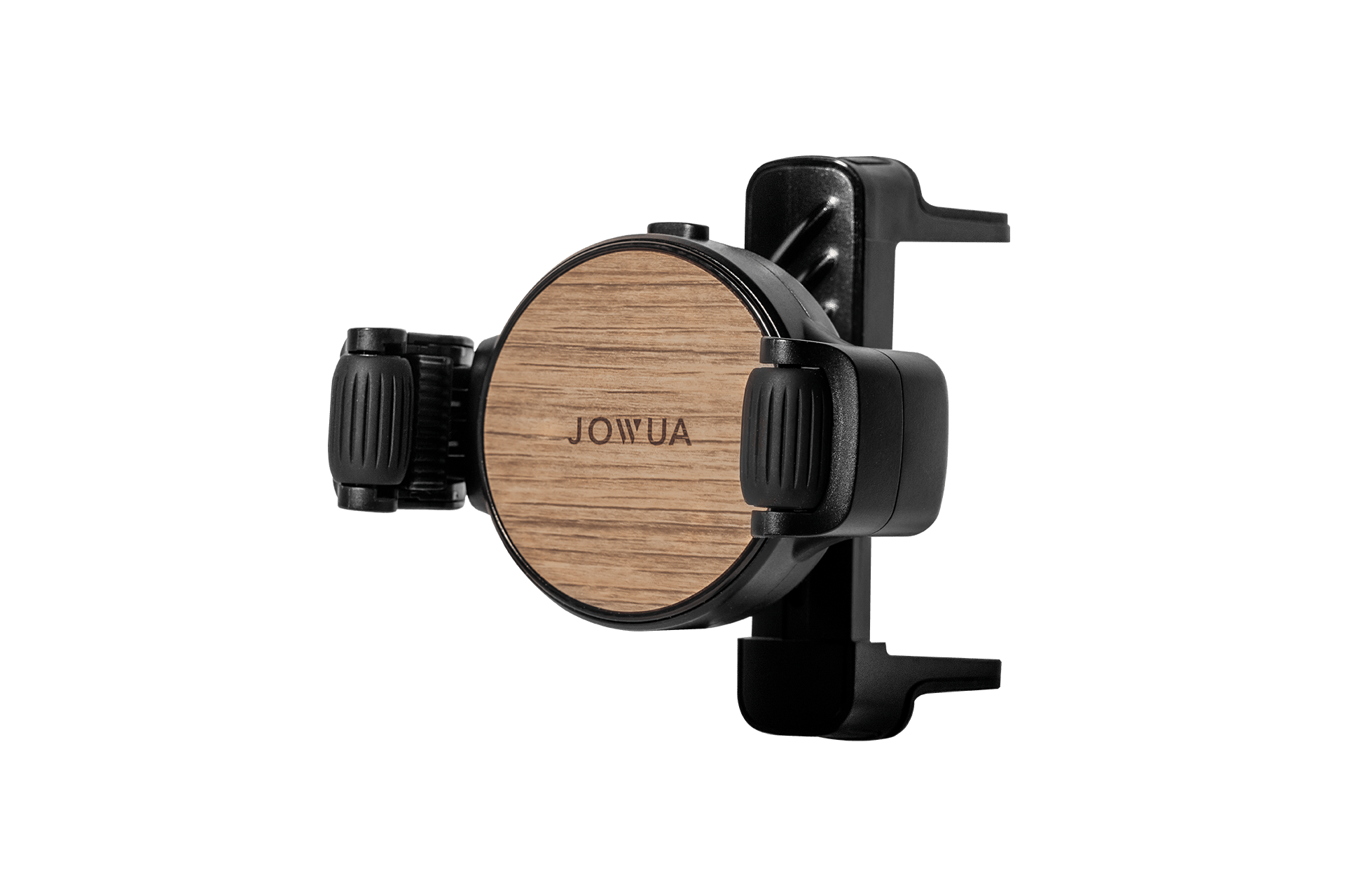 Universal air vent car mount for smartphones featuring black adjustable clamps and silicone roller grip