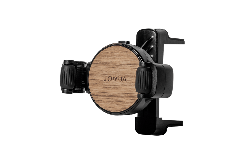 Universal air vent car mount for smartphones featuring black adjustable clamps and silicone roller grip