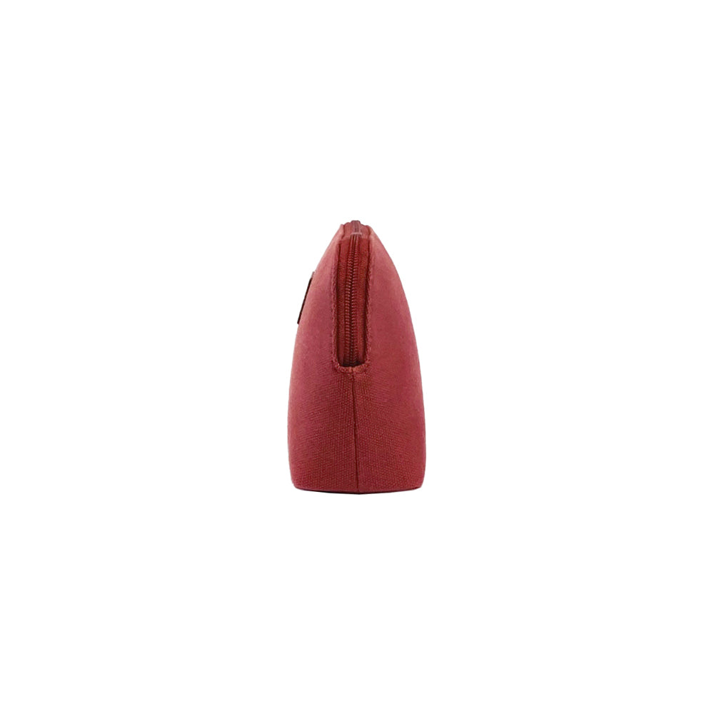 Bordeaux red and dark brown canvas and full grain leather women's clutch bag with zipper — view 5