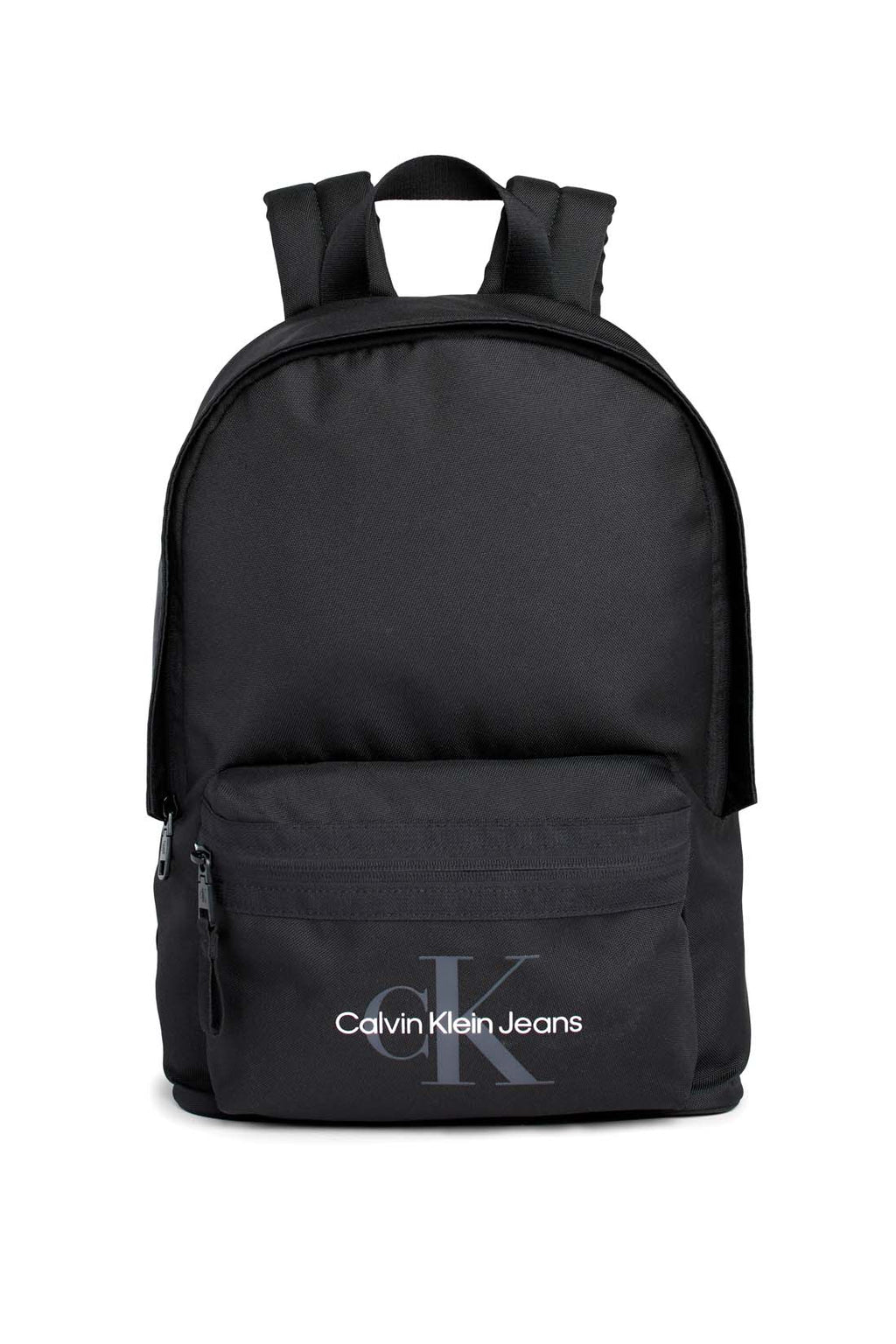 Black Calvin Klein Men's recycled nylon backpack with front zip pocket and padded shoulder straps — view 5
