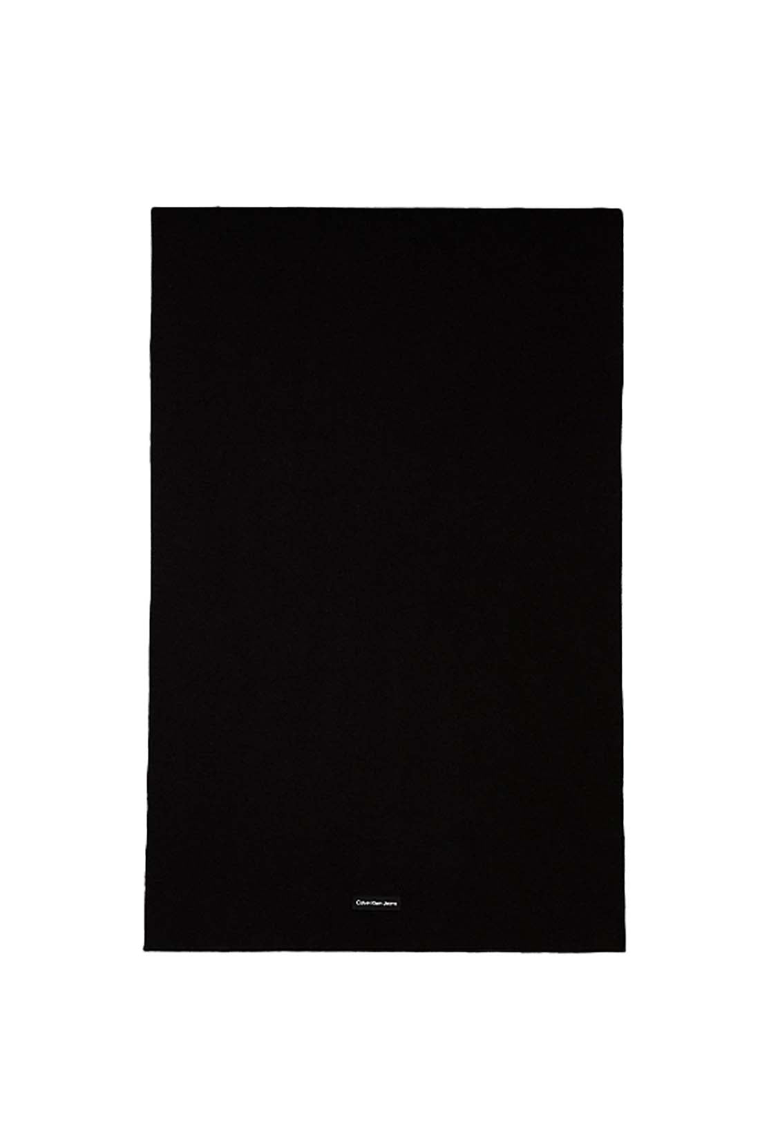Black knit Calvin Klein Jeans men's scarf made of cotton blend with front logo patch — view 6
