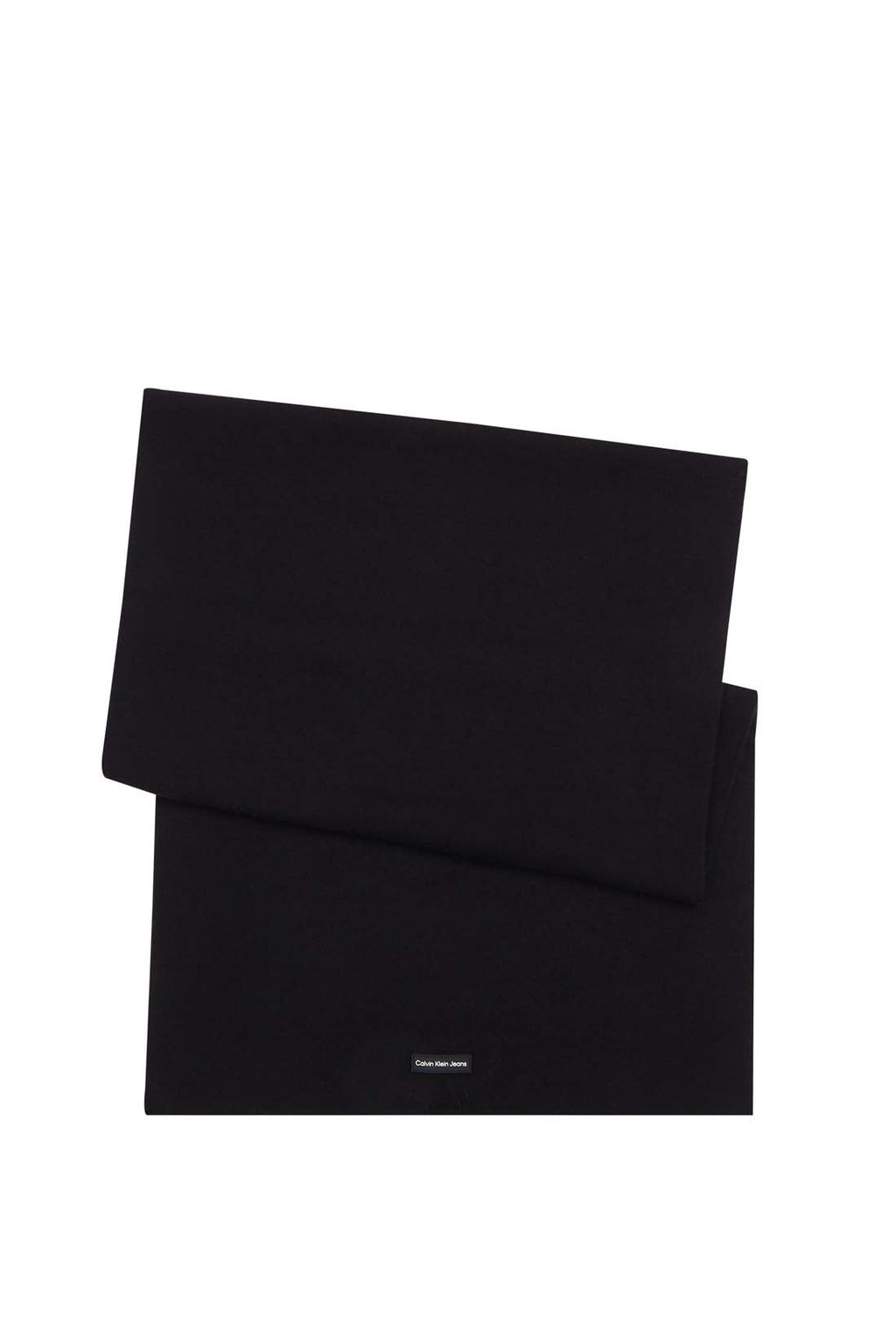 Black knit Calvin Klein Jeans men's scarf made of cotton blend with front logo patch