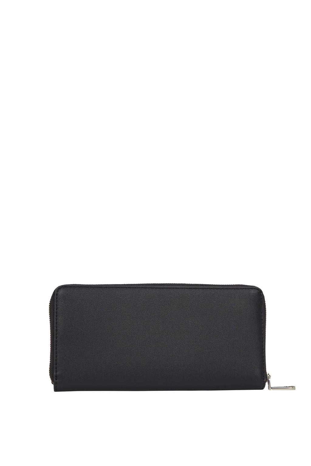 Women's zip-around wallet in smooth black faux-leather with Calvin Klein linear logo — view 7