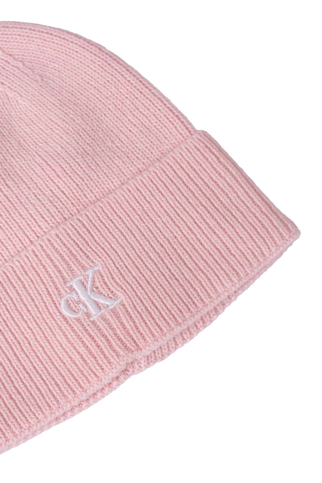 Women's monogram beanie in black cashmere and wool blend ribbed knit with folded adjustable cuff — view 5