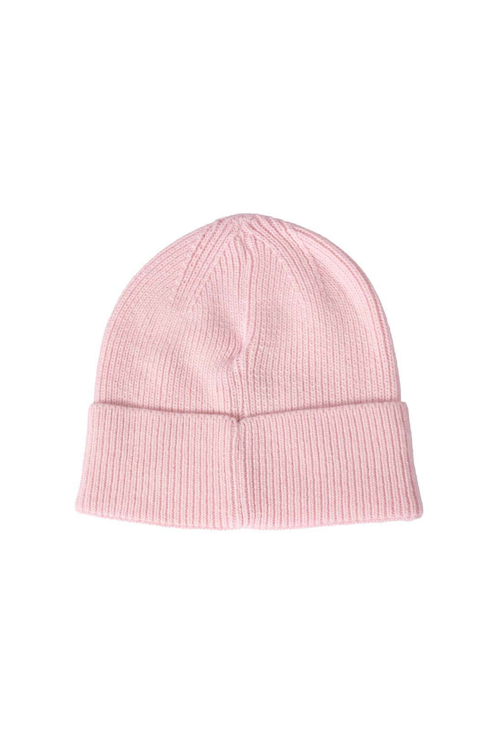 Women's monogram beanie in black cashmere and wool blend ribbed knit with folded adjustable cuff — view 4