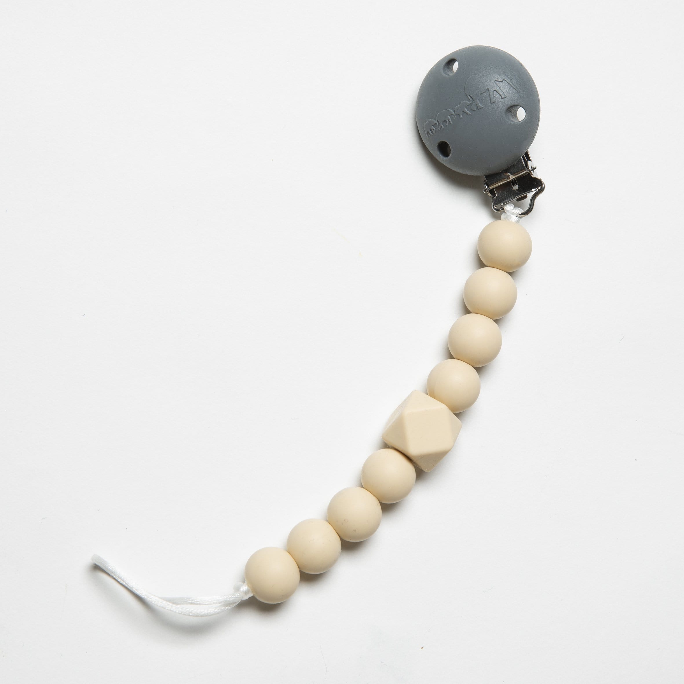 Sand chewy pacifier clip with soft textured beads for baby teething relief and pacifier holding — view 2