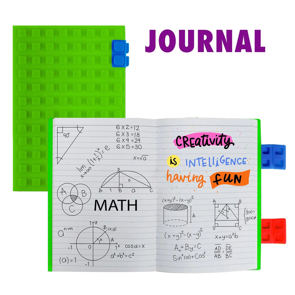 Large interactive art journal with a playful colorful textured cover and two add-on clips — view 3