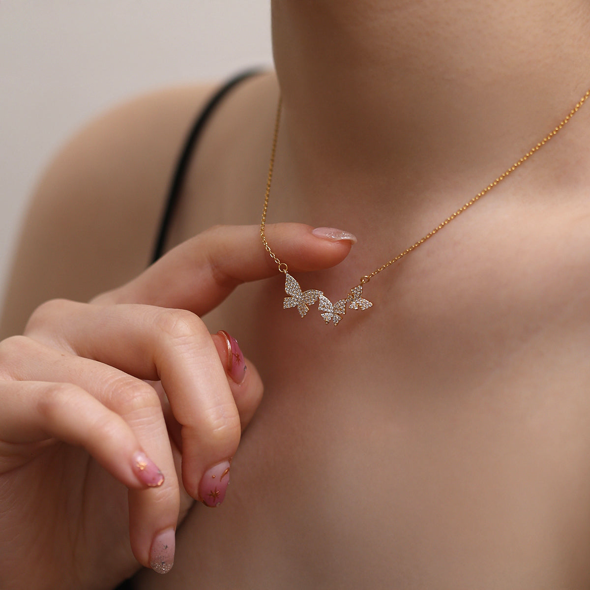 Triple Butterflies Necklace-0
