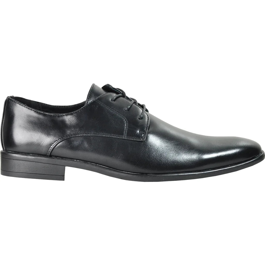 BRAVO Men's KING-1 faux leather dress oxford shoe with a plain pointy square toe design — view 5