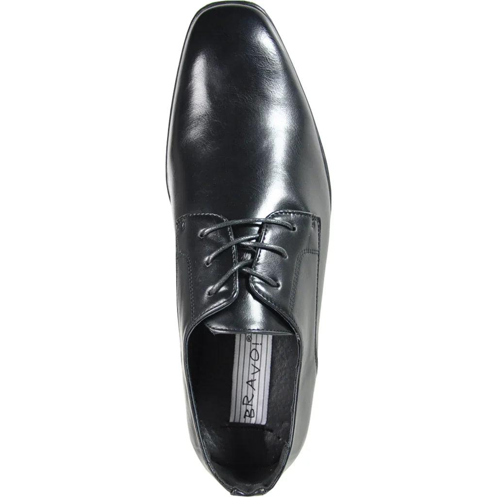 BRAVO Men's KING-1 faux leather dress oxford shoe with a plain pointy square toe design — view 4