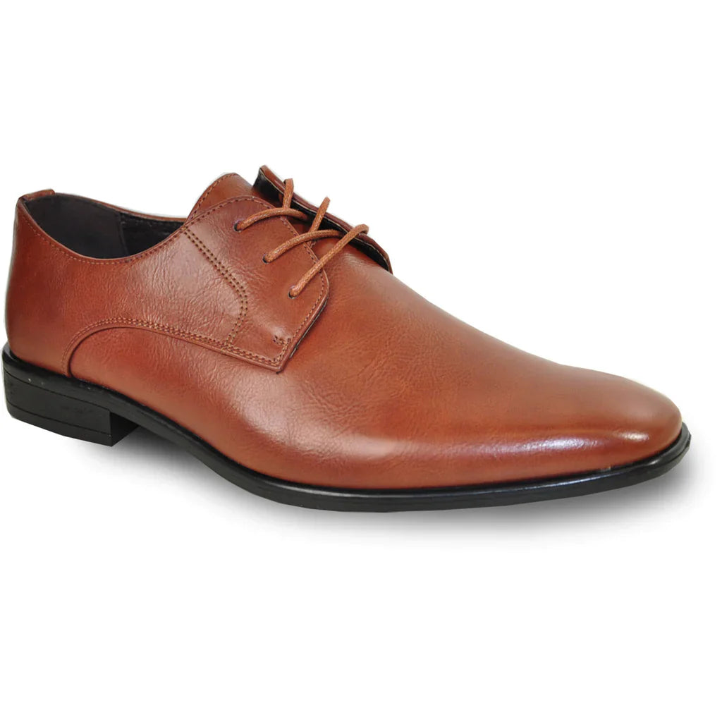BRAVO Men's KING-1 faux leather dress oxford shoe with a plain pointy square toe design — view 2