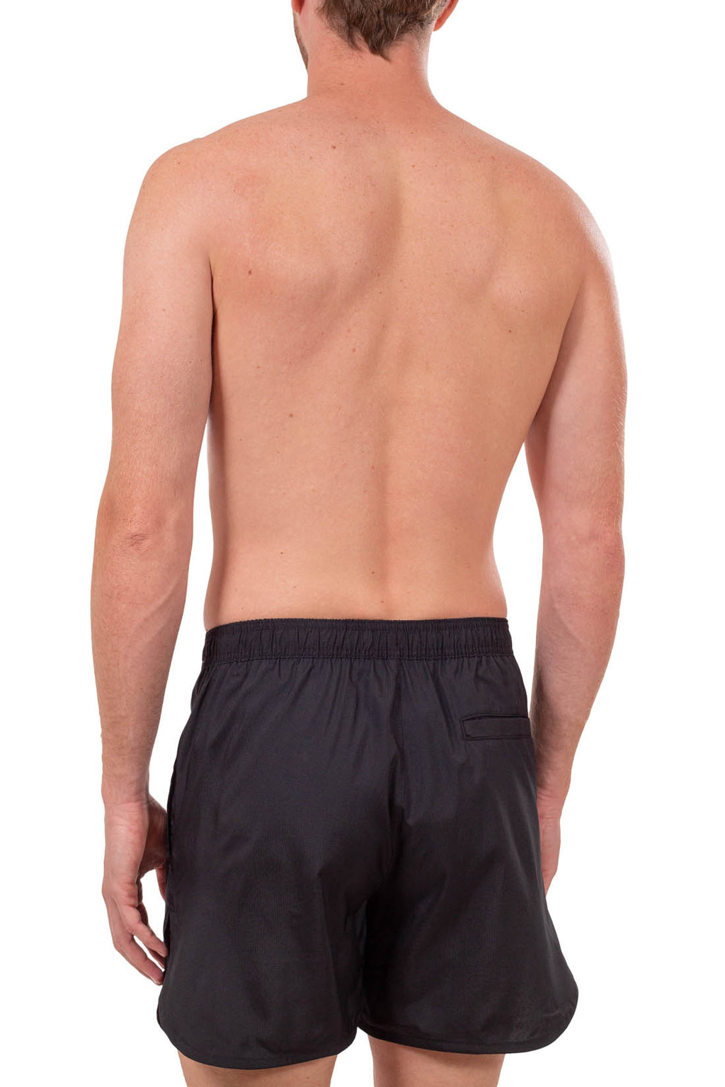 Calvin Klein men's olive green ripstop nylon swim shorts with side vents and drawstring waist — view 3