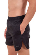 Calvin Klein men's olive green ripstop nylon swim shorts with side vents and drawstring waist