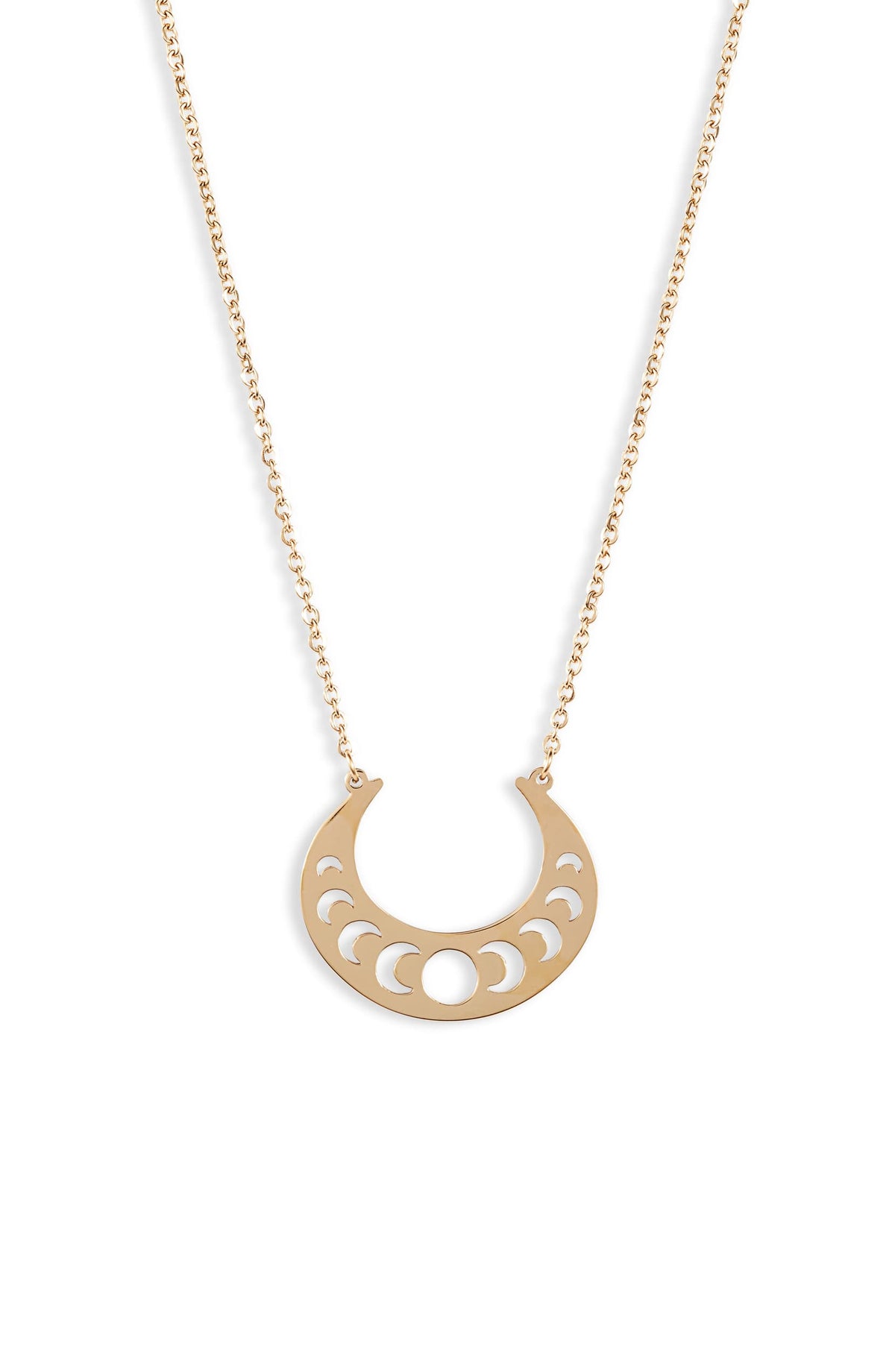 Open Crescent Focal Necklace - Gold-0