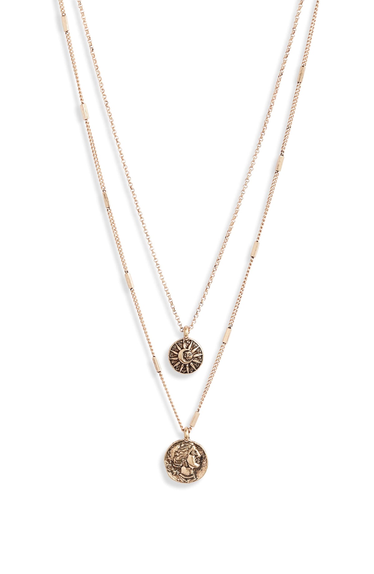 Sunburst Coin Charm Necklace-0