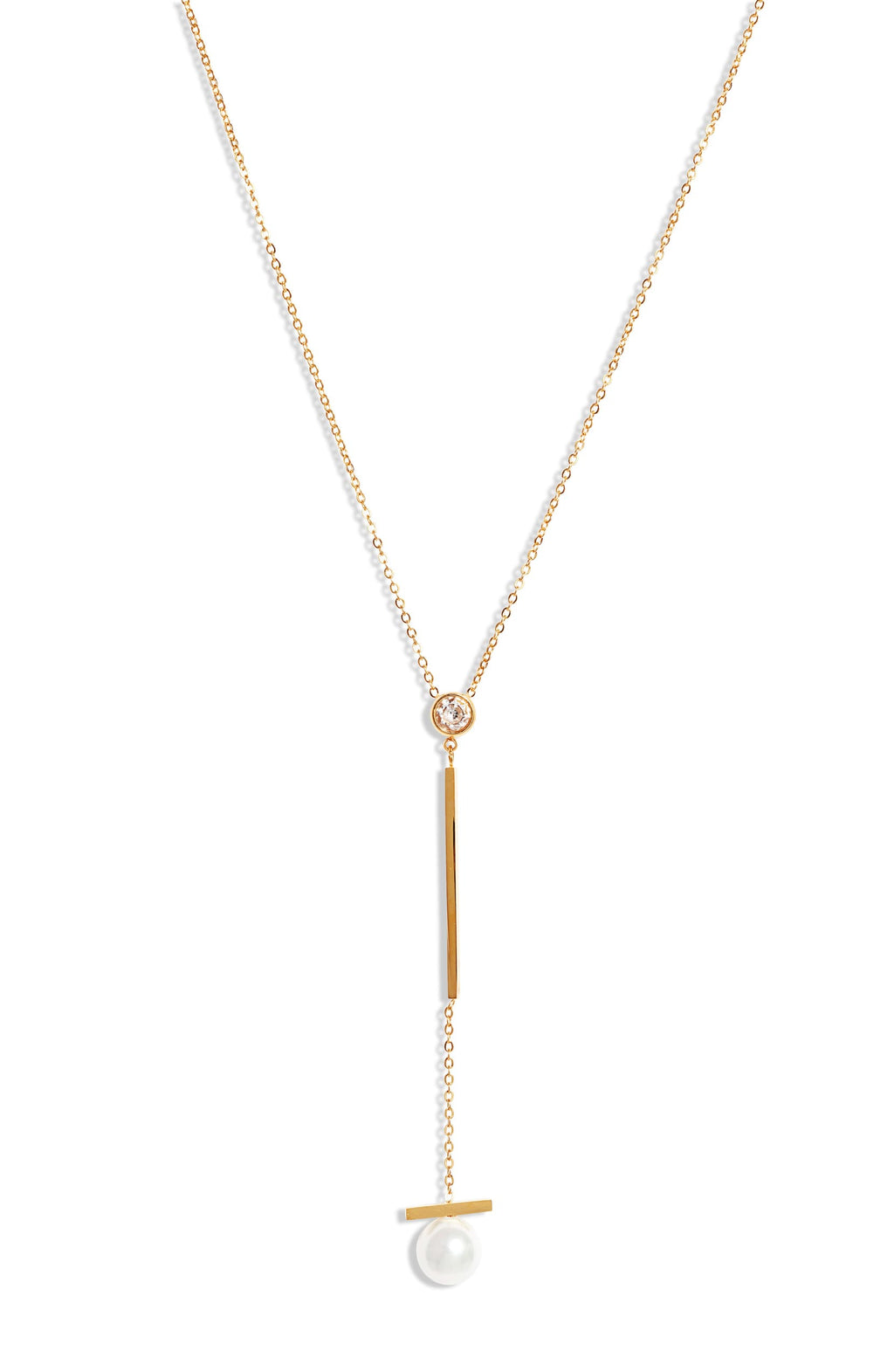 Pearl Bar Drop Necklace-0